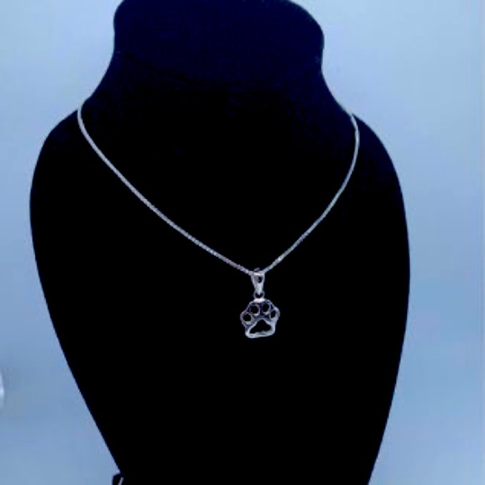 925 sterling silver paw necklace